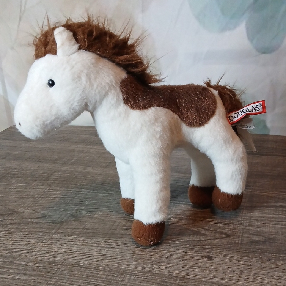 Plush Horse Toy - White and Brown